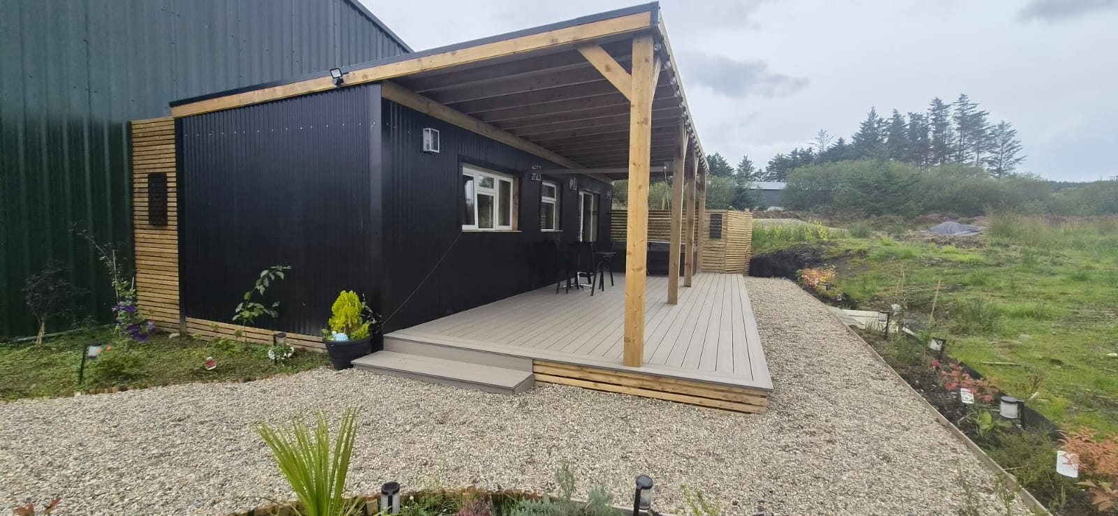 Lodge with decking and garden